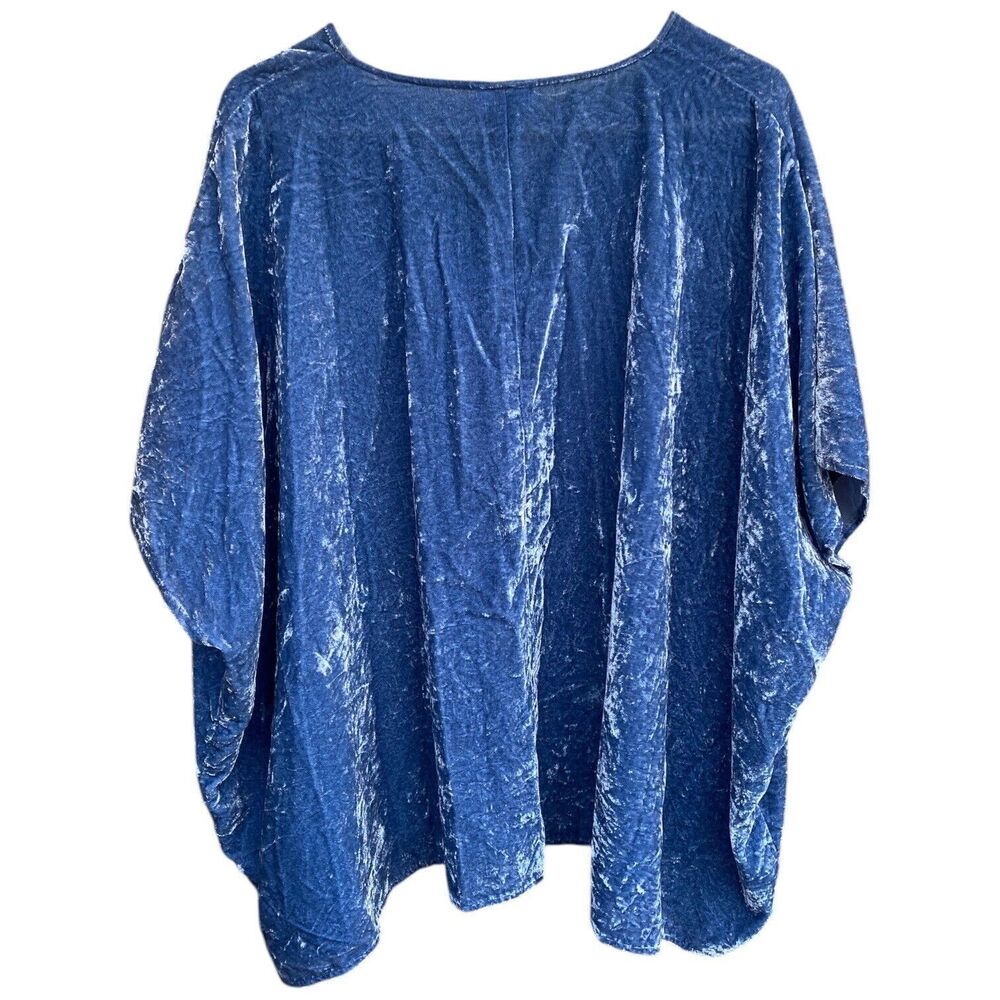 Pure Jill Oversized Sky Blue Crushed Velvet Boxy Lagenlook Top kimono Size L - Picture 7 of 14
